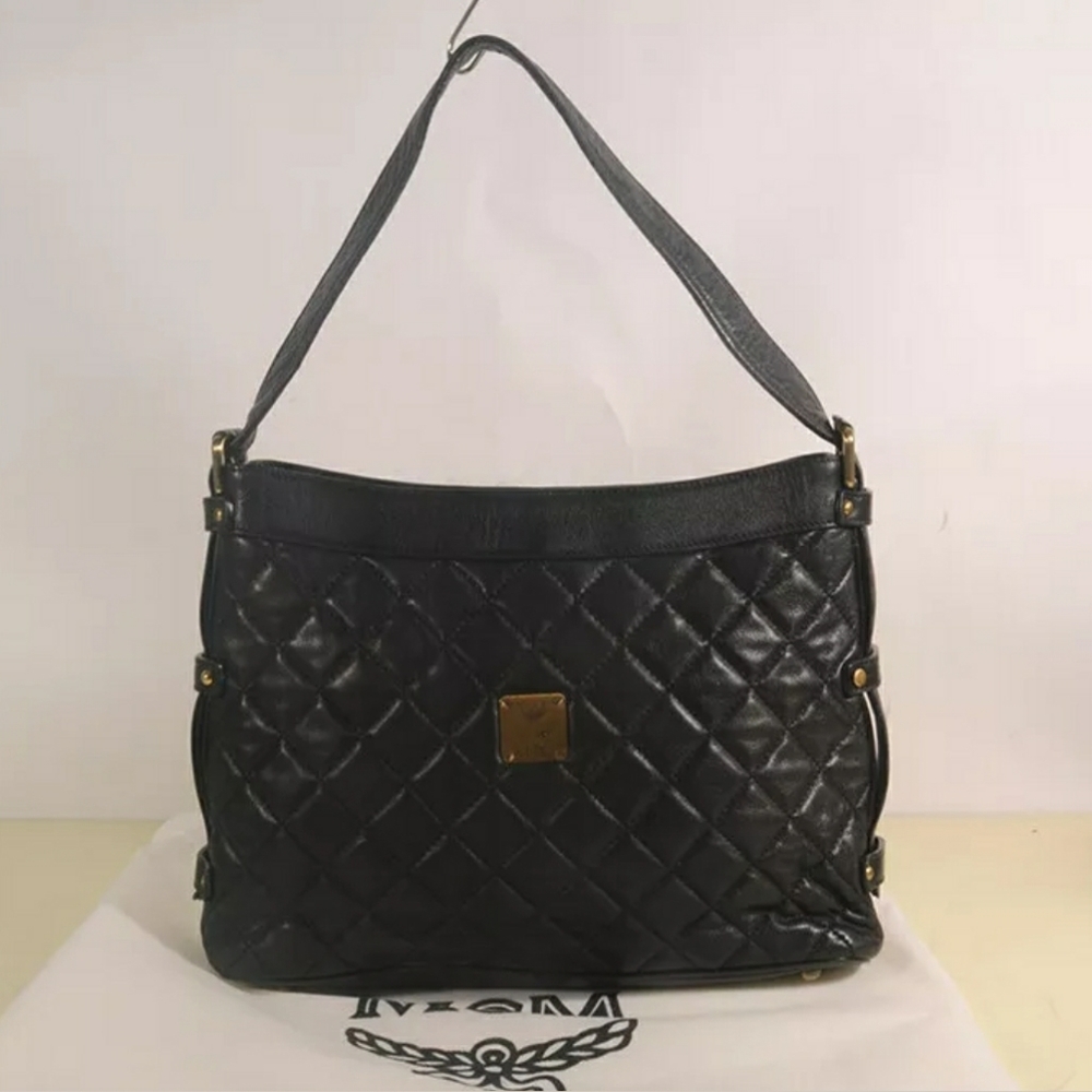 Authentic MCM Quilt Leather Shoulder Tote